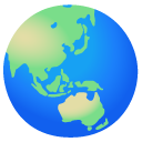 kula ziemska przedstawiająca Azję i Australię — emotka w stylu Google (Android), Noto Emoji