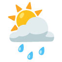 słońce za chmurą i deszcz — emotka w stylu Google (Android), Noto Emoji