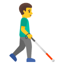 mężczyzna z białą laską: zwrócony w prawo — emotka w stylu Google (Android), Noto Emoji