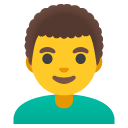 mężczyzna: kręcone włosy — emotka w stylu Google (Android), Noto Emoji
