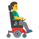 mężczyzna na elektrycznym wózku inwalidzkim: zwrócony w prawo — emotka w stylu Google (Android), Noto Emoji
