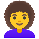 kobieta: kręcone włosy — emotka w stylu Google (Android), Noto Emoji