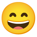 uśmiechnięta twarz z otwartymi ustami i roześmianymi oczami — emotka w stylu Google (Android), Noto Emoji