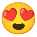 uśmiechnięta twarz z oczami w kształcie serca — emotka w stylu Google (Android), Noto Emoji