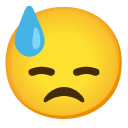 twarz ze spuszczonymi oczami oblana potem — emotka w stylu Google (Android), Noto Emoji