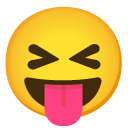 twarz ze zmrużonymi oczami wystawiająca język — emotka w stylu Google (Android), Noto Emoji