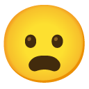 zachmurzona twarz z otwartymi ustami — emotka w stylu Google (Android), Noto Emoji