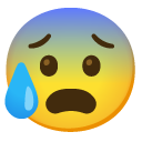 zaniepokojona twarz oblana potem — emotka w stylu Google (Android), Noto Emoji