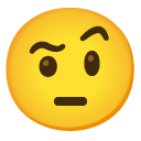 twarz z podniesioną brwią — emotka w stylu Google (Android), Noto Emoji