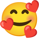 uśmiechnięta buźka z sercami — emotka w stylu Google (Android), Noto Emoji