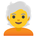 dorosły: białe włosy — emotka w stylu Google (Android), Noto Emoji