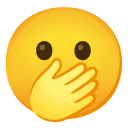 twarz z otwartymi oczami i ręką na ustach — emotka w stylu Google (Android), Noto Emoji