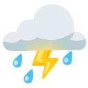 chmura z piorunem i deszczem — emotka w stylu Google (Android), Noto Emoji