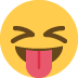 twarz ze zmrużonymi oczami wystawiająca język — emotka w stylu X (Twitter), Twemoji