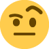twarz z podniesioną brwią — emotka w stylu X (Twitter), Twemoji